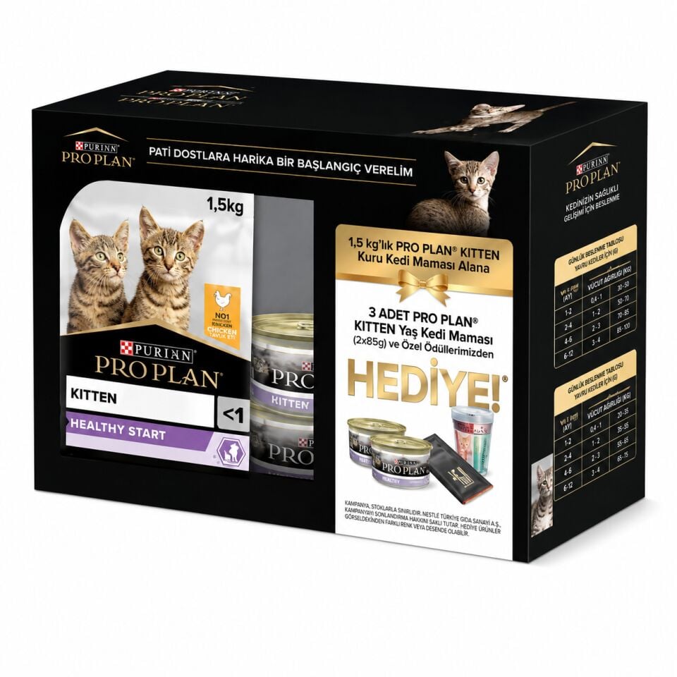Proplan Kedi Kıtten (Yavru) Healthy Start Tavuk Eti (Chıcken) 1,5 Kg Hediyeli Set
