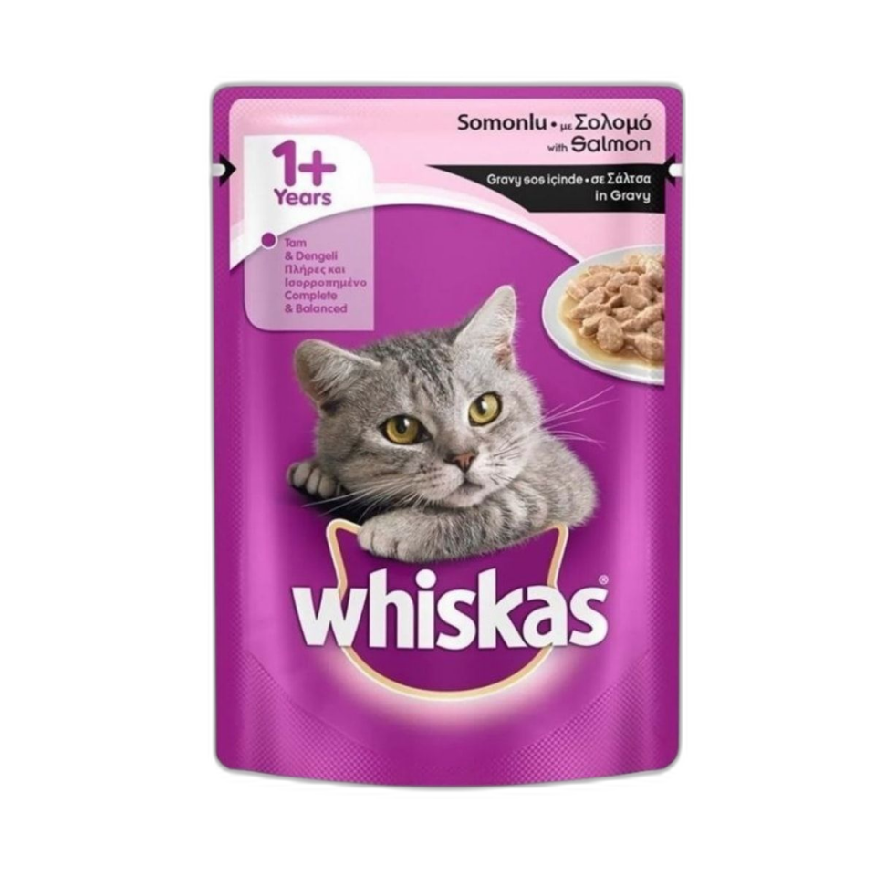 Whiskas Somonlu Pouch Yetişkin Kedi Yaş Maması 85 g (28’li Paket)