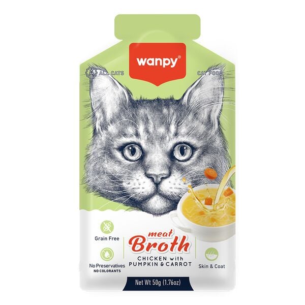 Pıwp-091 Wanpy Kediler İçin Bal Kabağı & Havuçlu Tavuk Eti Çorbası 50 Gr × 12 Adet