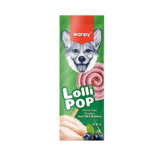 Wanpy Pıwp-221 Köpekler İçin Dondurularak Kurutulmuş Lollıpop - Yaban Mersinli - 6 G × 10'lu
