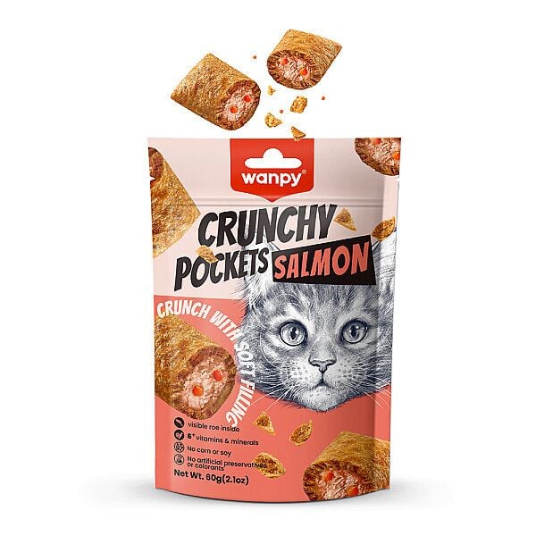 Pıwp-227 Wanpy Kedi Crunch Ödül Somon (Salmon) & Havyar (Cavıar) 60 Gr 10'lu