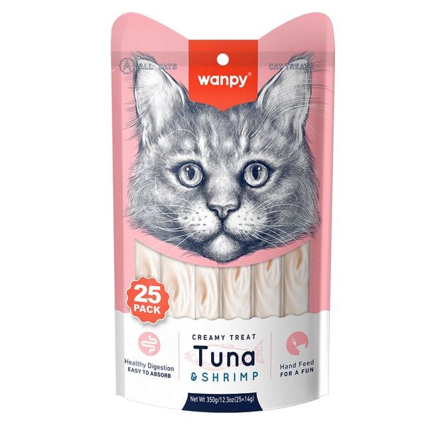Pıwp-040 / Rac-050 Wanpy Ton Balığı (Tuna) & Karides (Shrımp) Sıvı Kedi Ödülü 25×14 Gr