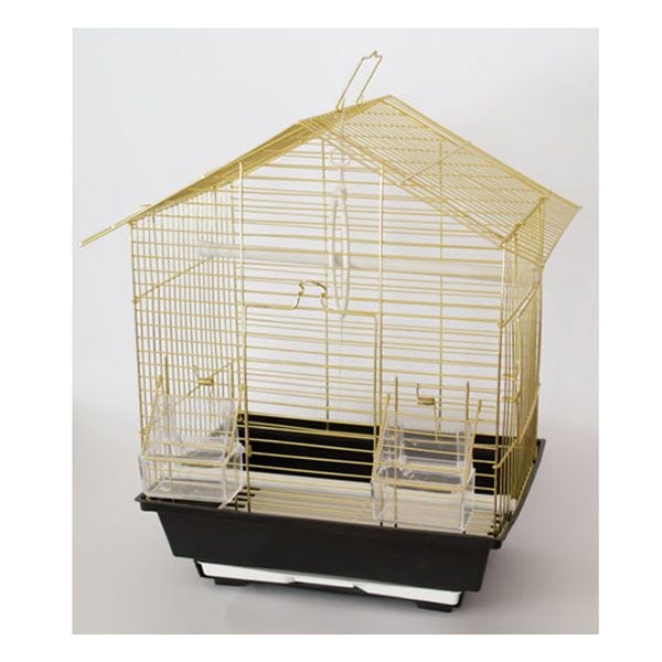 830-1101ag Eurogold Kafes Üçgen Çatılı Pirinç Kaplama 30×23×39 Cm