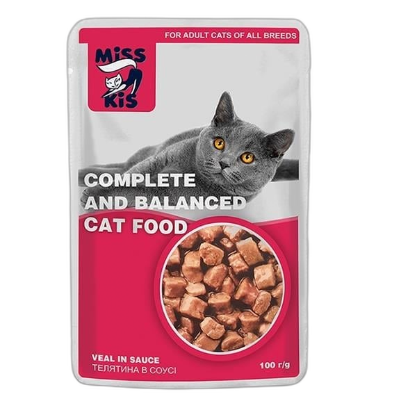 Miss Kis Kedi Sığırlı Pouch Parça Etli 100 g ( 24 Adet )