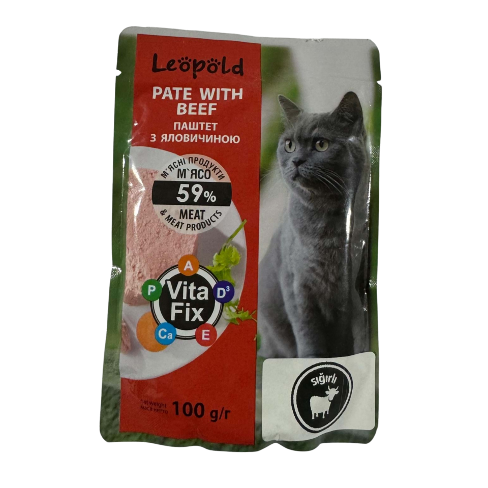 Leöpöld Kedi Sığır Eti Ezme Pouch 100 g ( 24 Adet)