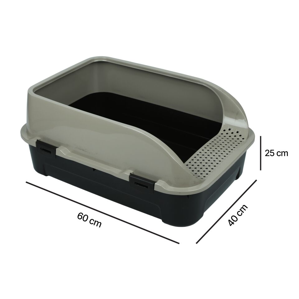 Irak Plastik Midi Süzgeçli Yarı Açık Kedi Tuvaleti Siyah  Renkli (PT380)