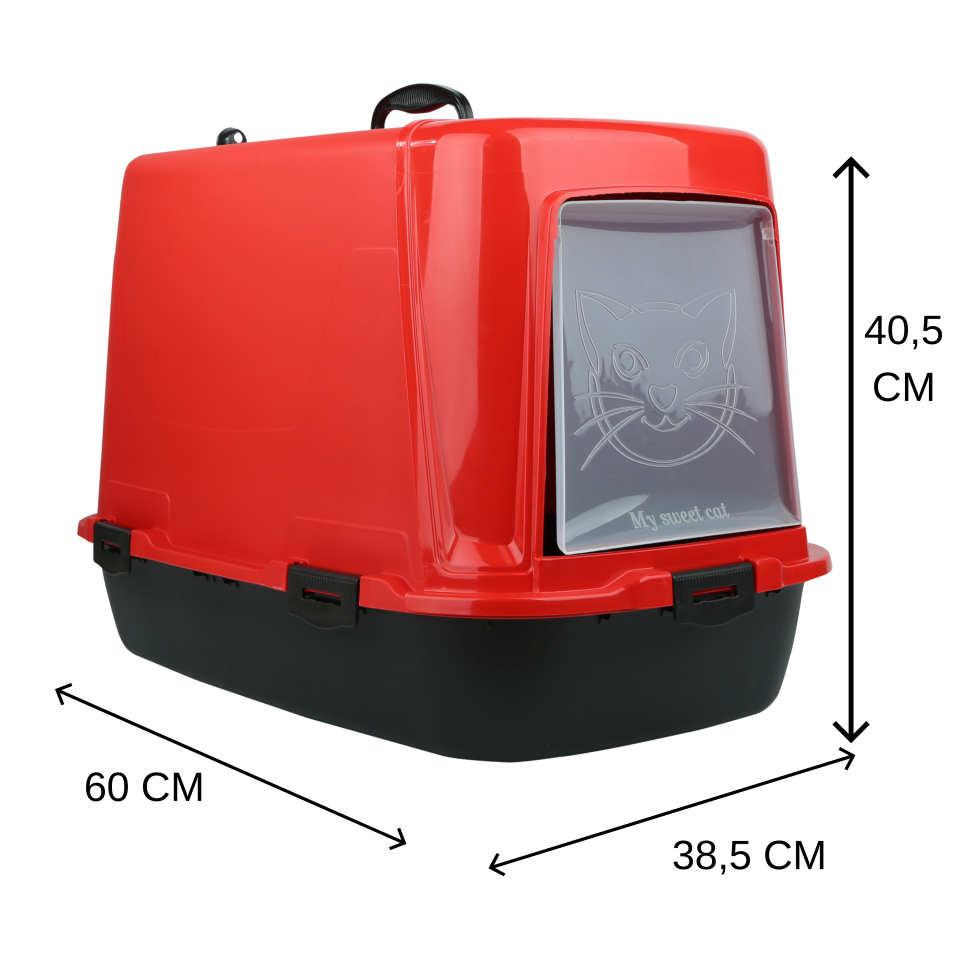 Irak Plastik Kapalı Kedi Tuvaleti Klasik Siyah / Kırmızı Kolide 5 Adet (PT305)