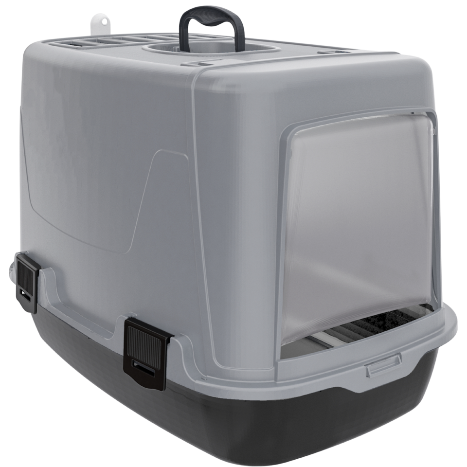 Irak Plastik Kapalı Kedi Tuvaleti Klasik Siyah / Gri Kolide 5 Adet (PT305)