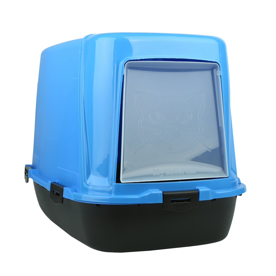 Irak Plastik Kapalı Kedi Tuvaleti Klasik Siyah / Mavi Kolide 5 Adet (PT305)