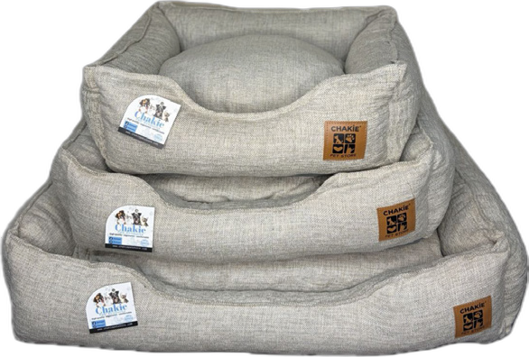 Chakie İç Mekan Keten Kumaş Kedi&Köpek Yatağı 3'Lü Set Bej (ST000316)