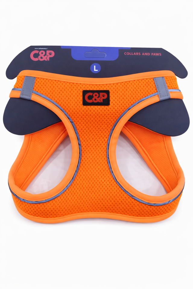 C&P Nefes Alabilir Comfort Köpek Göğüs Yeleği (Aır Mesh) L Neon Turuncu
