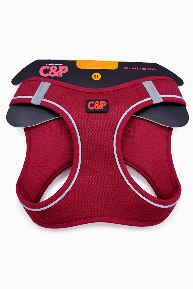 C&P Nefes Alabilir Comfort Köpek Göğüs Yeleği (Aır Mesh) Xl Bordo