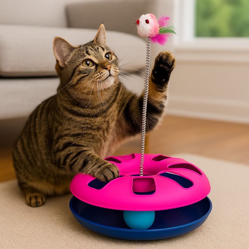 Evcil Hayvan Fareli Toplu Tek Katlı Çember Oyuncak (Karma Renkler)