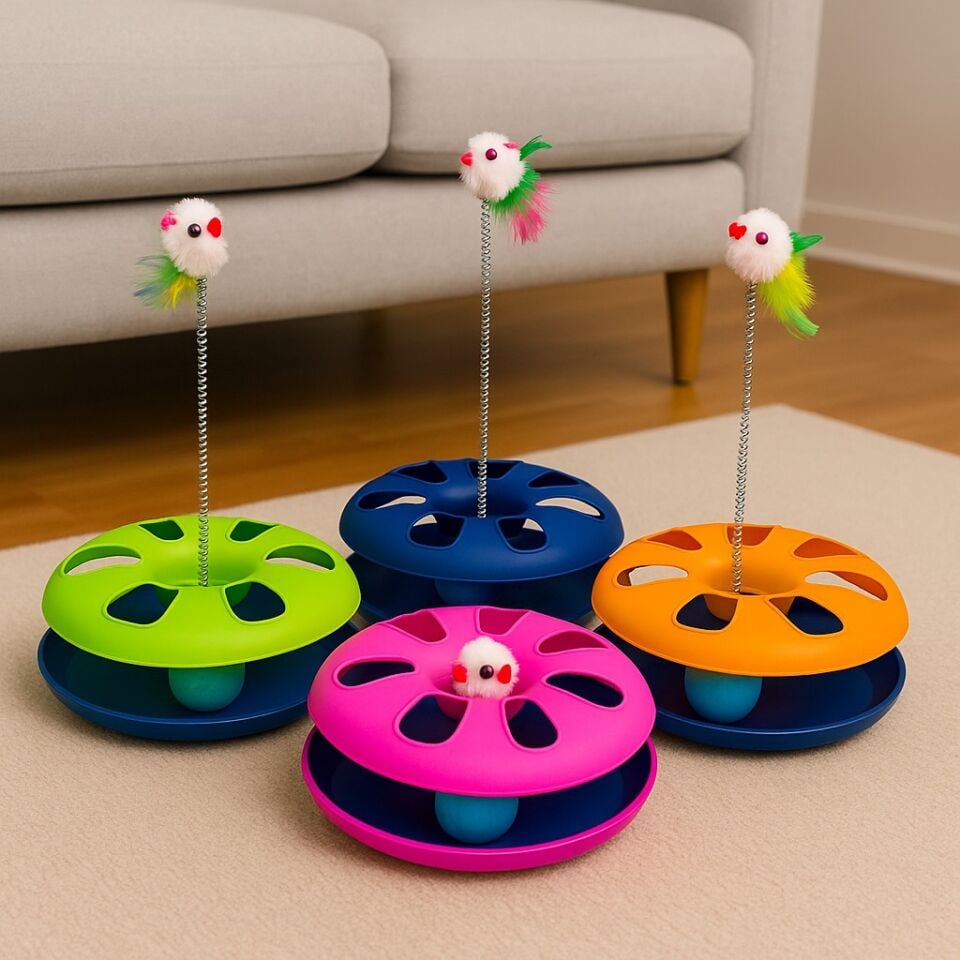 Evcil Hayvan Fareli Toplu Tek Katlı Çember Oyuncak (Karma Renkler)