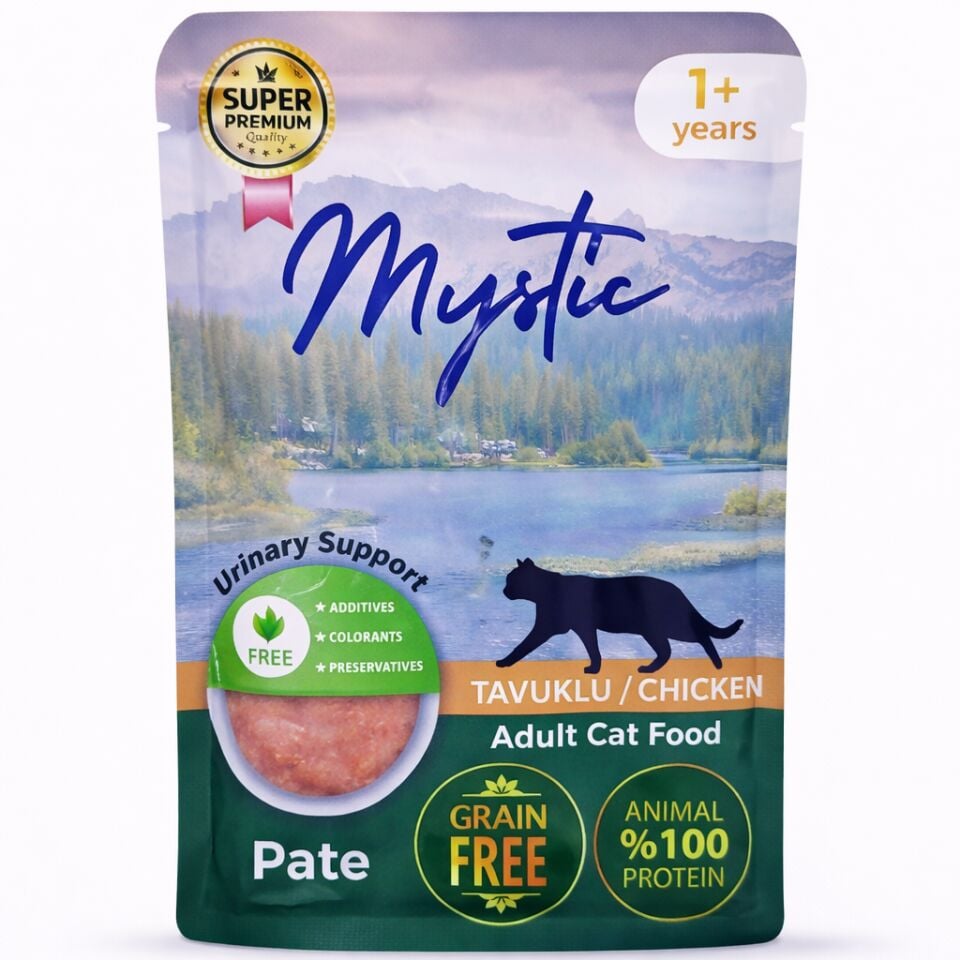 MYSTIC Yetişkin (Adult) Ezme (Pate) Tavuklu (Chicken) Kedi Pouch 85 GR (24’lü Paket)
