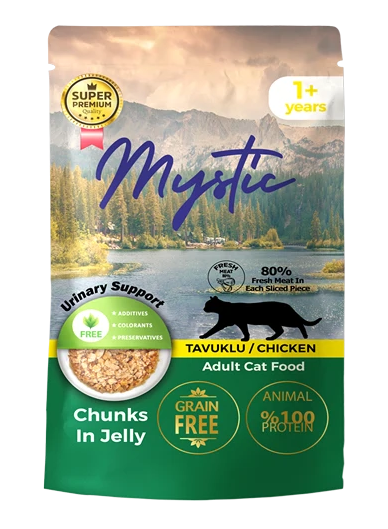 MYSTIC Yetişkin (Adult) Tavuk Etli (Chicken) Kedi Pouch Jöle İçinde 85 GR (24’lü Paket)
