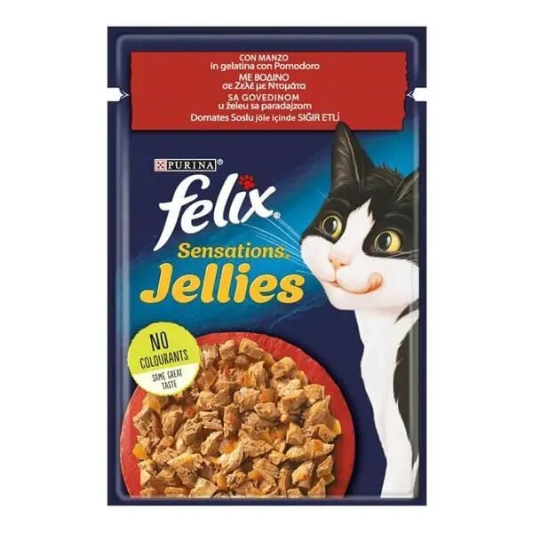 FELIX Agail Domates Soslu Jöle İçinde Sığır Etli Pouch 85 GR (26’lı Paket)