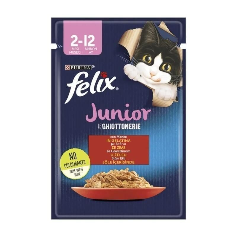 FELIX Agail Junior Yavru Sığır Etli Jöle İçinde Pouch 85 GR (26’lı Paket)