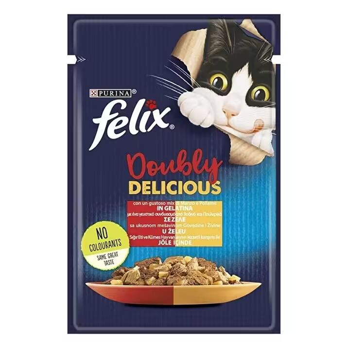 FELIX Agail Sığır Etli ve Kümes Hayvanlı Jöle İçinde Pouch 85 GR (26’lı Paket)