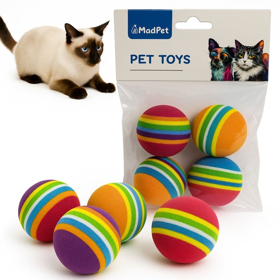 Evcil Hayvan Sünger Oyun Topu 4'Lü Set (Karma Renk)