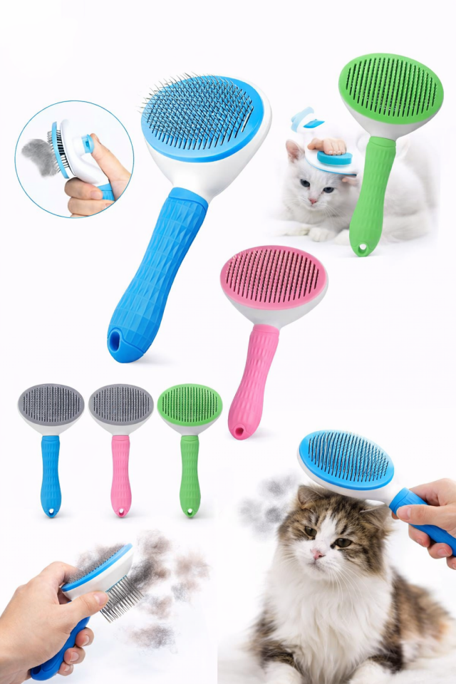 Oval Lüks Basmalı Kedi ve Köpek Tarak 100 (Karma Renk)