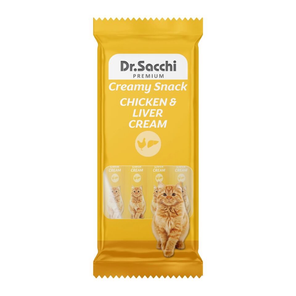 Dr.Sacchı Creamy Snack Chıcken&Lıver (Tavuklu&Ciğerli) Sıvı Kedi Ödülü 4’Lü Paket