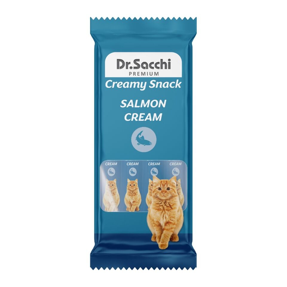 Dr.Sacchı Creamy Snack Salmon (Somonlu) Sıvı Kedi Ödülü 4’Lü Paket