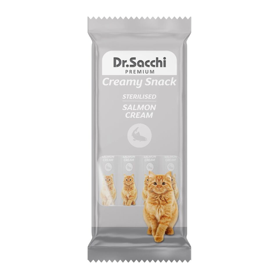 Dr.Sacchı Creamy Snack Sterilised Salmon (Kısır Somonlu) Sıvı Kedi Ödülü 4’Lü Paket