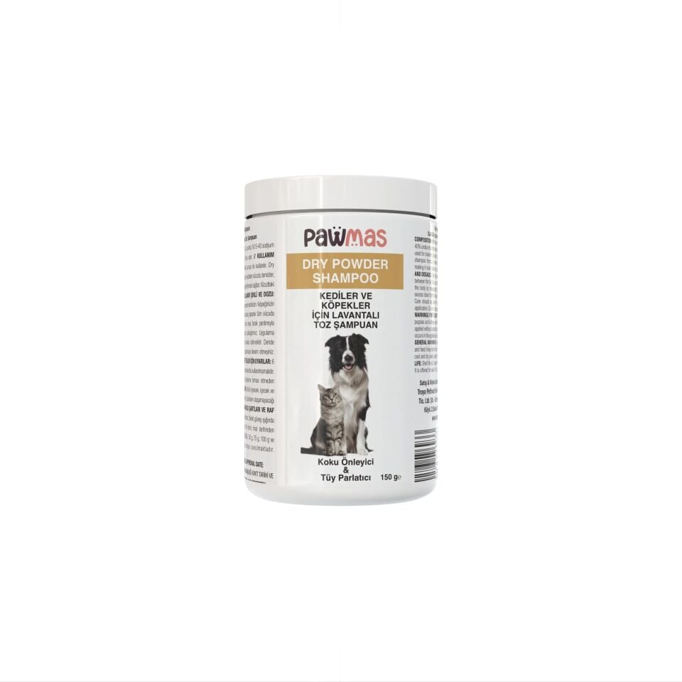 Pawmas Dry Powder Shampoo Lavantalı Kedi Ve Köpek Toz Şampuan(Koku Önleyici&Tüy Parlatıcı ) 150 Gr