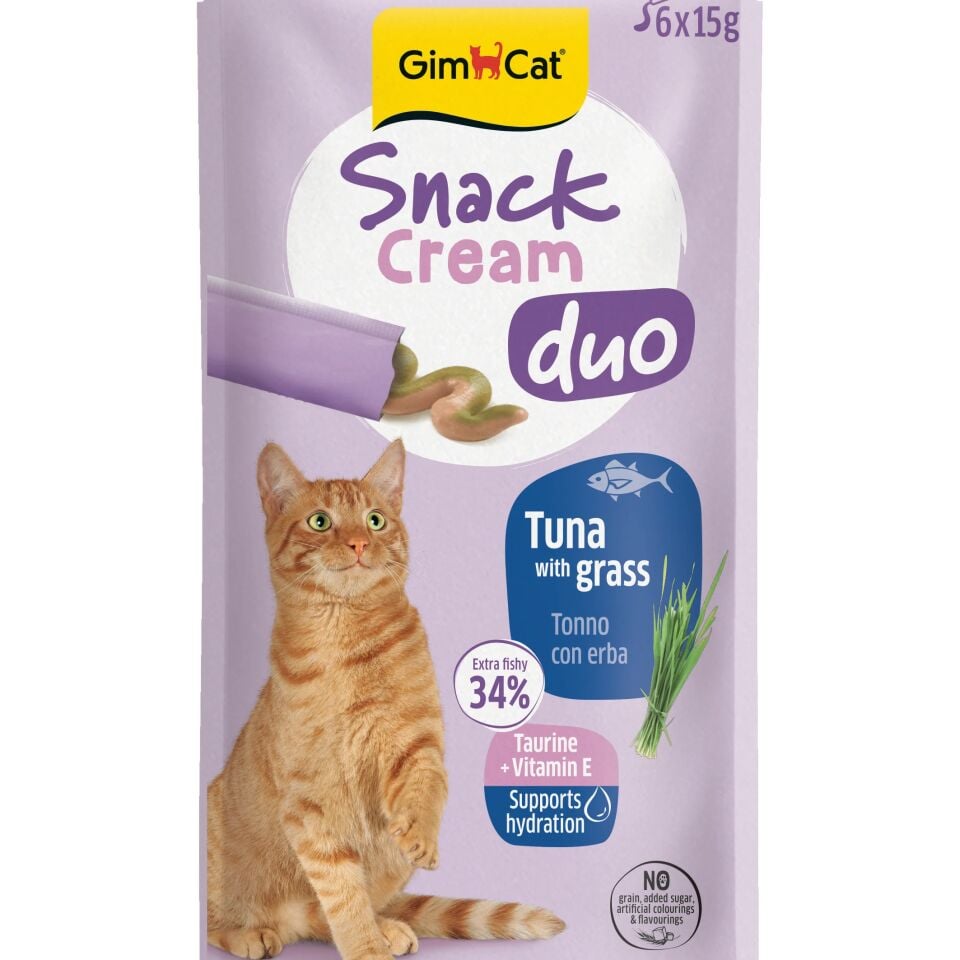 GimCat Snack Kream Tuna with Grass Kedi Ödül Kreması 6 x 15 g