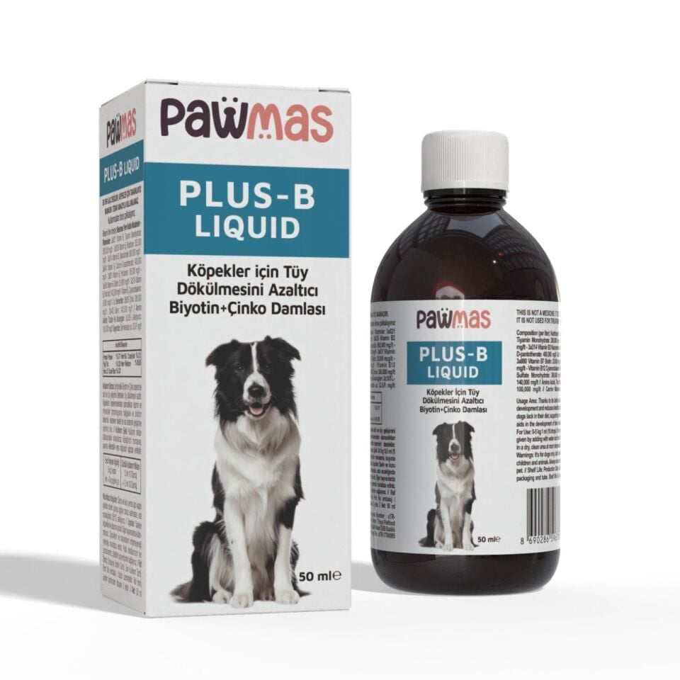Pawmas Köpek Plus-B Liquid Biyotin + Çinko Damla (Tüy Dökülme Azaltıcı) 50 ml