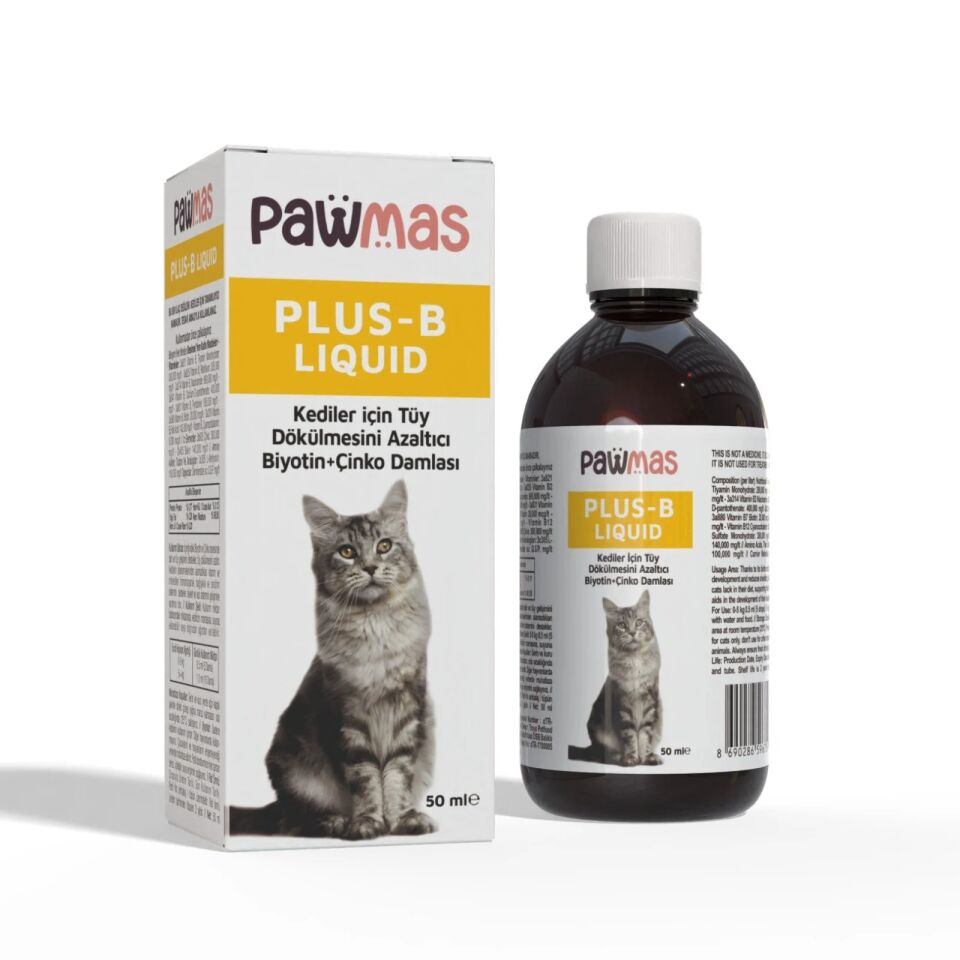 Pawmas Kedi Plus-B Lıquıd Biyotin+Çinko Damla (Tüy Dökülme Azaltıcı) 50 Ml