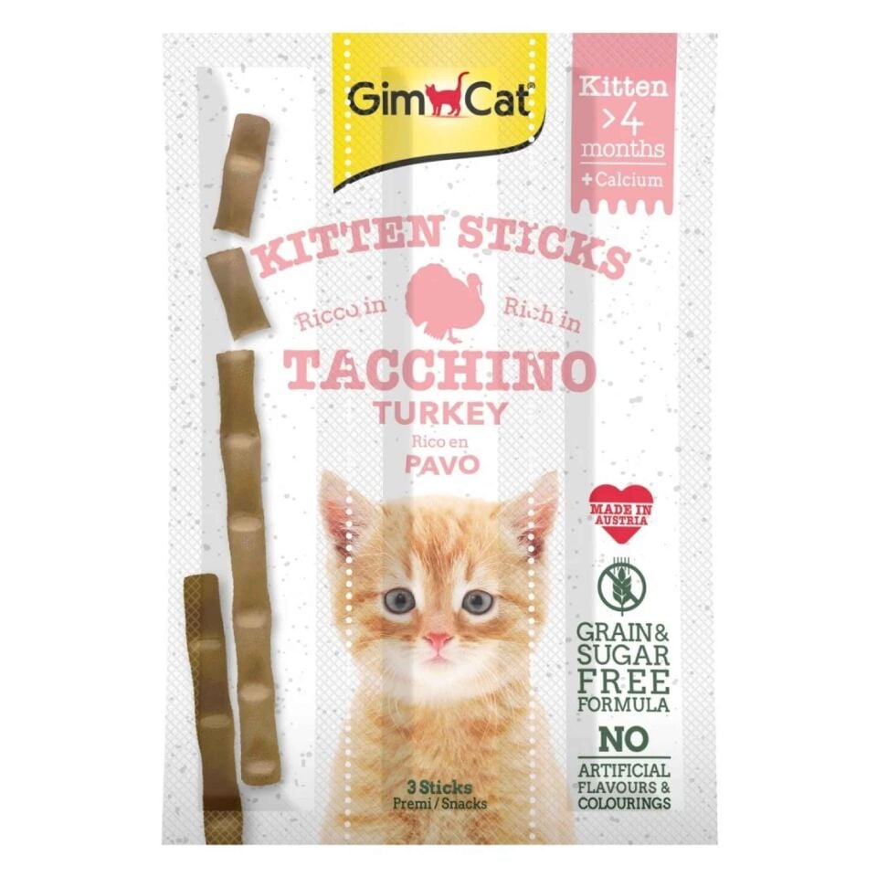 Gimcat Stıcks Kıtten Turkey ( Hindi Etli ) Yavru Kedi Ödül Çubukları 3x3 Gr