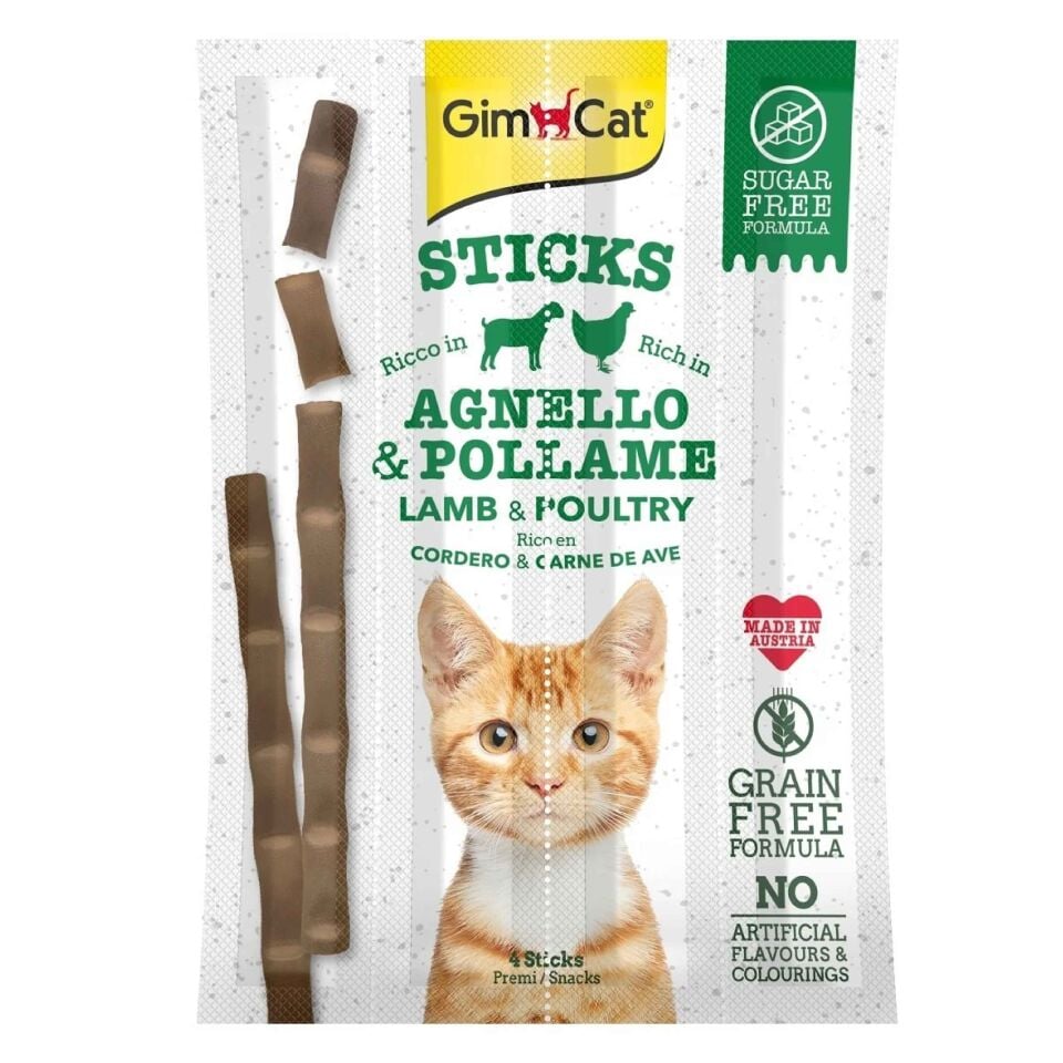 Gimcat Sticks Lamb&Poultry ( Kuzu Etli&Tavuklu ) Tahılsız Ödül Çubukları 20 Gr