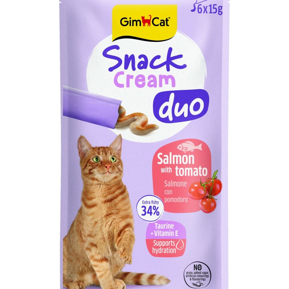 Gimcat Kedi Snack Kream Salmon Wıth Tomato  (Somon Ve Domatesli ) 6x15 Gr