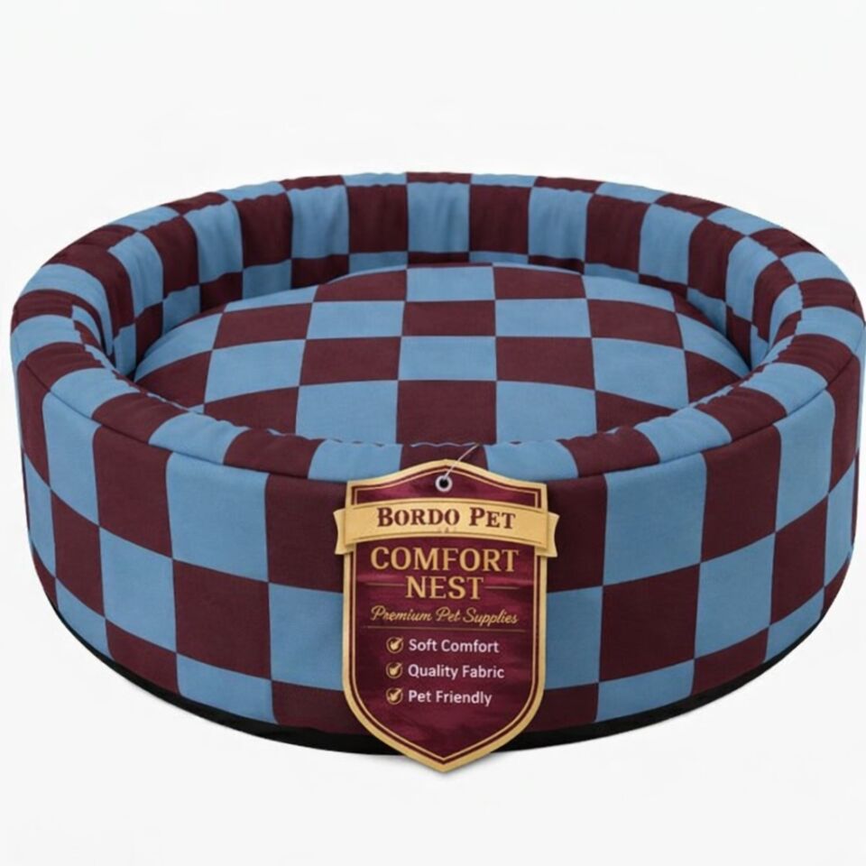 Bordopet Comfort Nest Taraftar Yatak Bordo Mavi