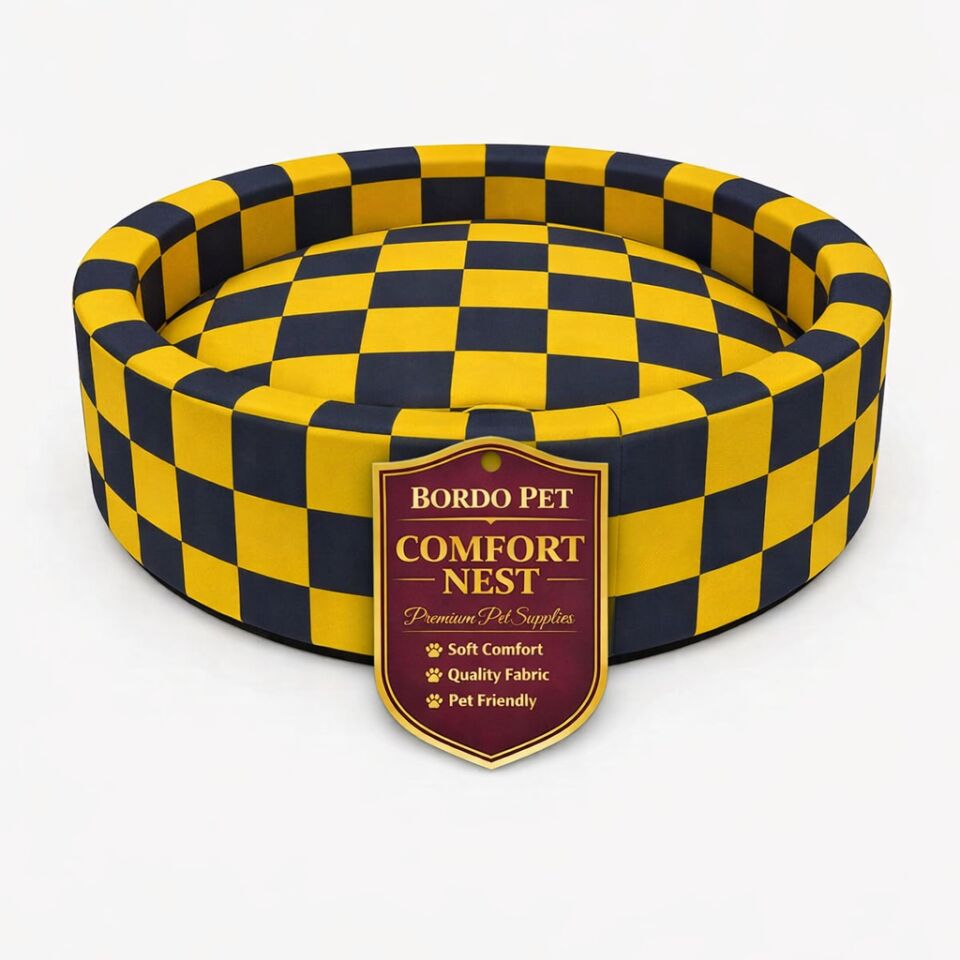 Bordopet Comfort Nest Taraftar Yatak Sarı Lacivert