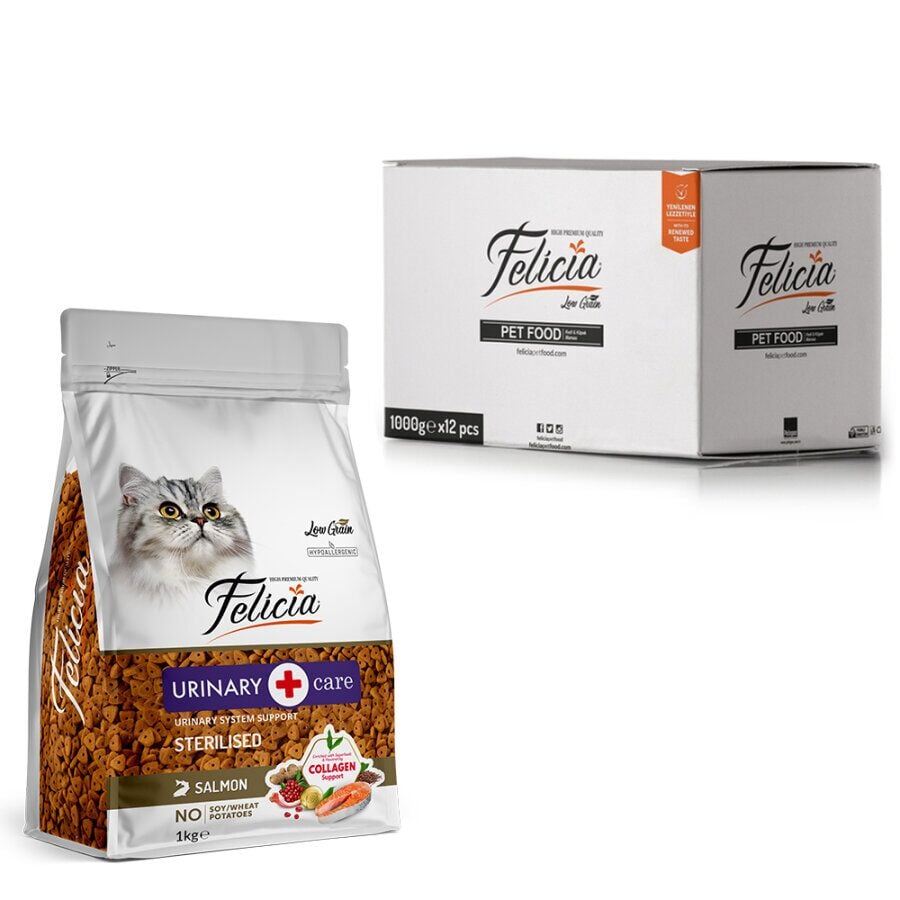 Felicia Yetişkin Kolajenli Somonlu Az Tahıllı Kısırlaştırılmış Kedi Maması 1 Kg