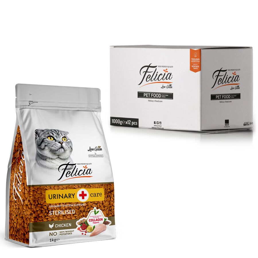 Felicia Yetişkin Kolajenli Tavuklu Az Tahıllı Kısırlaştırılmış Kedi Maması 1 Kg