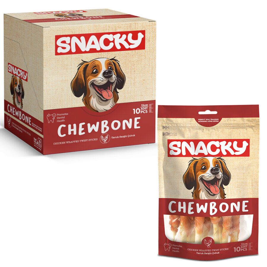 Snacky Tavuk Sargılı Çubuk Köpek Ödülü 10'Lu 13 Cm 100 Gr ( 6 Paket )