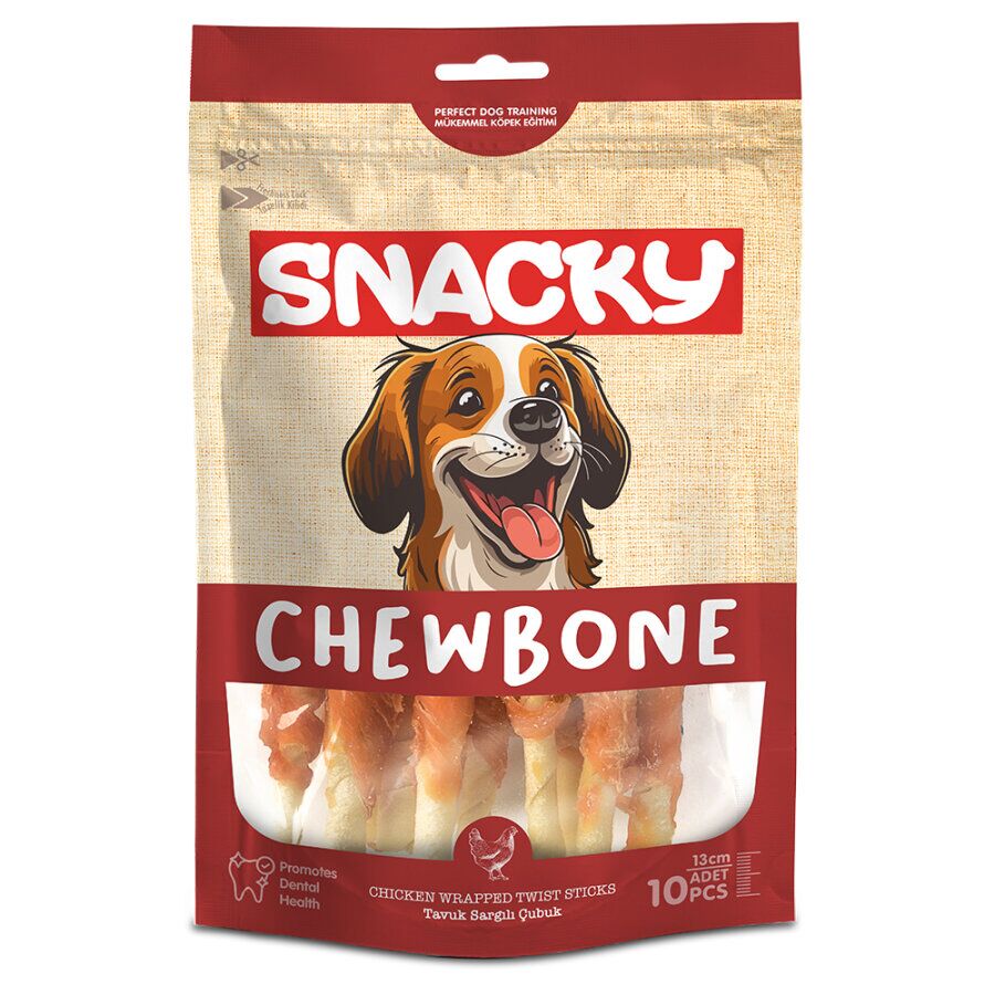 Snacky Tavuk Sargılı Çubuk Köpek Ödülü 10'Lu 13 Cm 100 Gr ( 6 Paket )