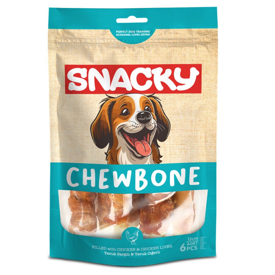 Snacky Tavuk ve Ciğer Sargılı Köpek Ödülü 6'Lı 13 Cm 168 Gr ( 6 Paket )