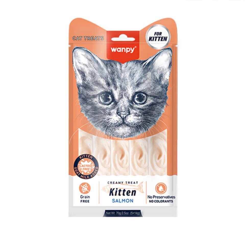 Wanpy Somonlu Yavru  Kedi Krema Ödülü 5x14 Gr ( 12 Paket )