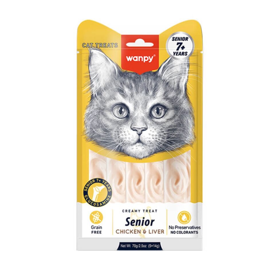 Wanpy Tavuklu Ve Ciğerli 7+ Yaş Kedi Krema Ödülü 5x14 Gr ( 12 Paket )