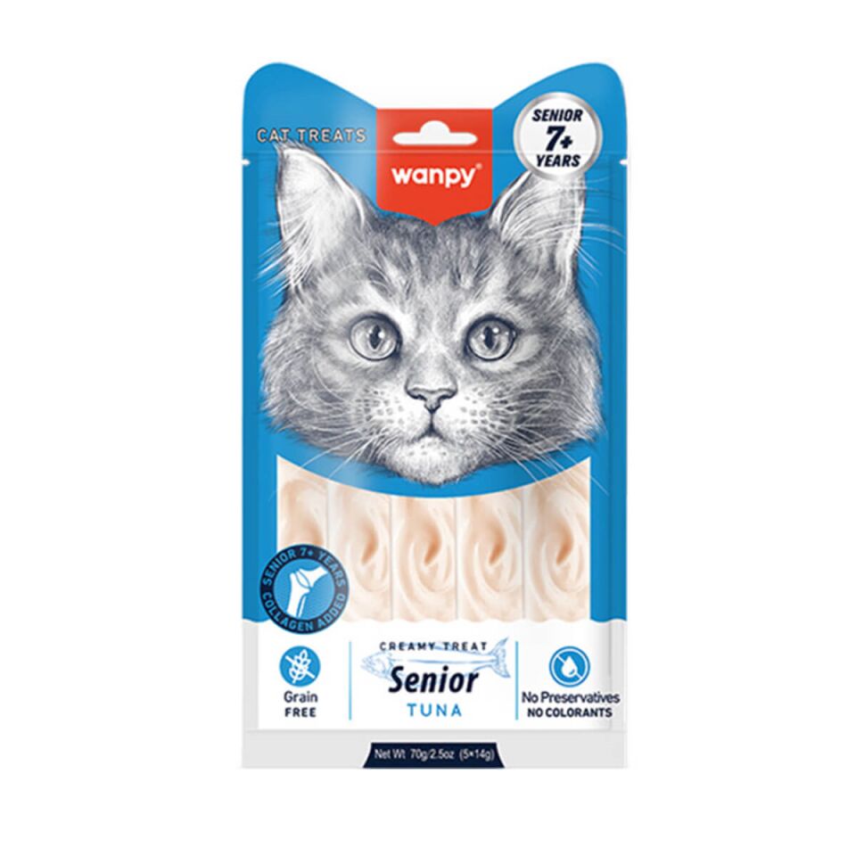 Wanpy Ton Balıklı 7+ Yaş Kedi Krema Ödülü 5x14 Gr (12 Paket )
