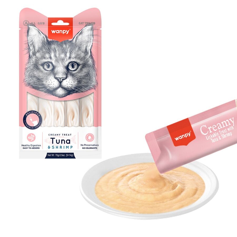 Wanpy Ton Balıklı Ve Karidesli Krema Kedi Ödülü Ra-050 5x14 Gr ( 12 Paket )