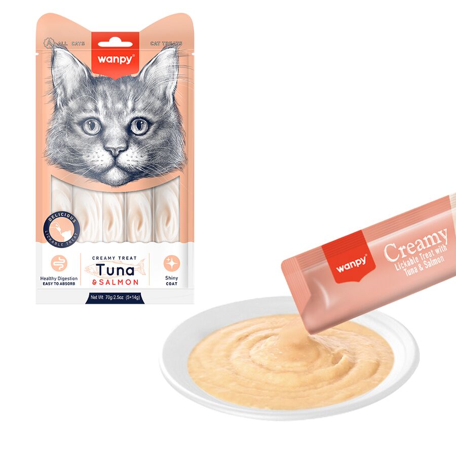 Wanpy Ton Balıklı Ve Somonlu Krema Kedi Ödülü Ra-052 5x14 Gr ( 12 Paket )