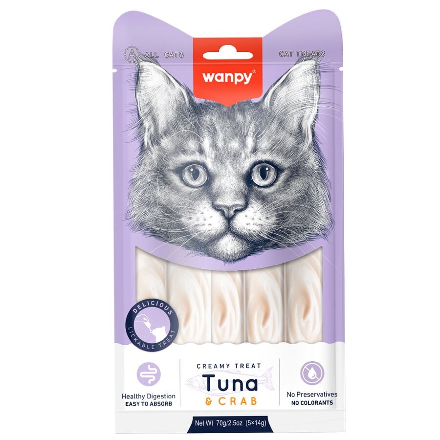 Wanpy Ton Balıklı Ve Yengeçli Krema Kedi Ödülü 5x14 Gr ( 12 Paket )