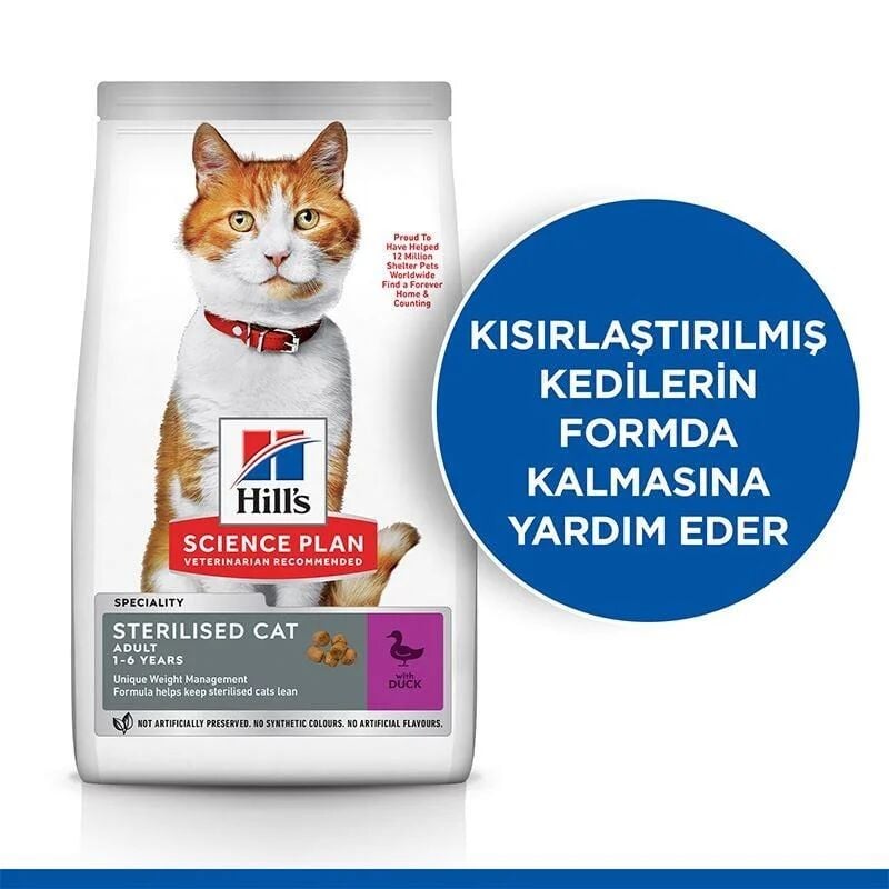 Hill's Kısır Kedi (Sterılısed Cat) Ördekli (Duck) Kuru Maması 10 Kg