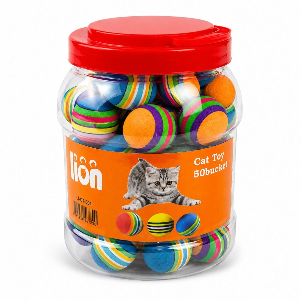 Bordo Pet Renkli Kedi Oyun Topu 50’li Kova Seti